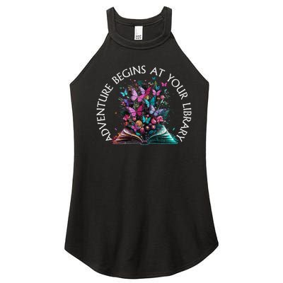 Adventure Begins At Your Library Summer Reading 2024 Gift Women’s Perfect Tri Rocker Tank