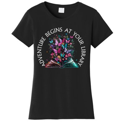 Adventure Begins At Your Library Summer Reading 2024 Gift Women's T-Shirt