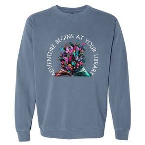 Adventure Begins At Your Library Summer Reading 2024 Gift Garment-Dyed Sweatshirt