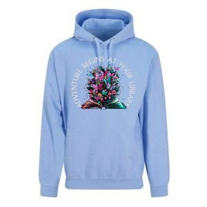 Adventure Begins At Your Library Summer Reading 2024 Gift Unisex Surf Hoodie