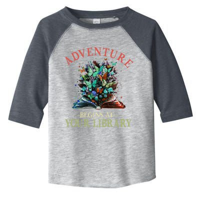 Adventure Begins At Your Library Summer Reading 2024 Flowers Toddler Fine Jersey T-Shirt