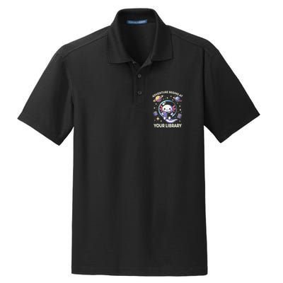 Adventure Begins At Your Library Summer Reading Program 2024 Dry Zone Grid Polo