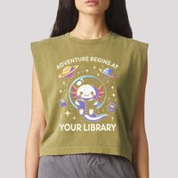 Adventure Begins At Your Library Summer Reading Program 2024 Garment-Dyed Women's Muscle Tee