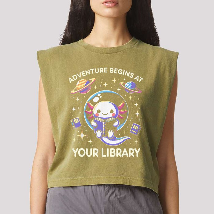 Adventure Begins At Your Library Summer Reading Program 2024 Garment-Dyed Women's Muscle Tee
