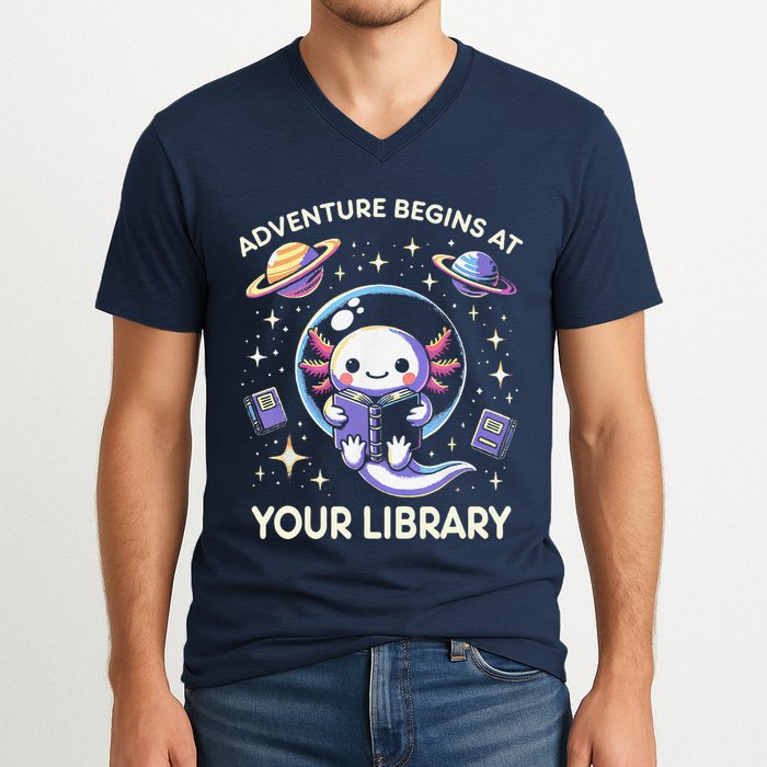 Adventure Begins At Your Library Summer Reading Program 2024 V-Neck T-Shirt