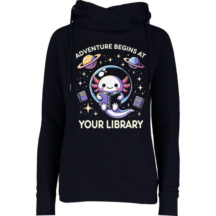 Adventure Begins At Your Library Summer Reading Program 2024 Womens Funnel Neck Pullover Hood