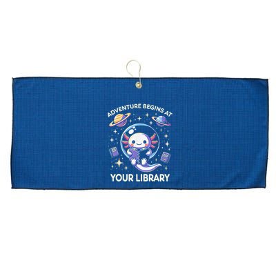 Adventure Begins At Your Library Summer Reading Program 2024 Large Microfiber Waffle Golf Towel