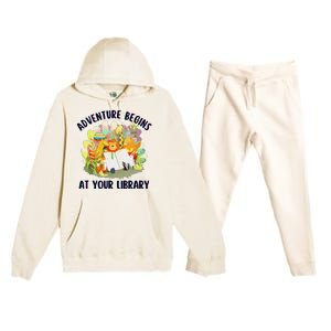 Adventure Begins At Your Library Summer Reading 2024 Animals Premium Hooded Sweatsuit Set