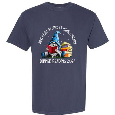 Adventure Begins At Your Library Summer Reading 2024 Gnome Garment-Dyed Heavyweight T-Shirt