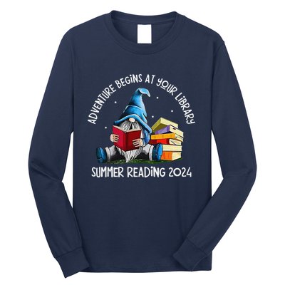 Adventure Begins At Your Library Summer Reading 2024 Gnome Long Sleeve Shirt