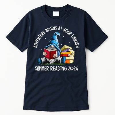 Adventure Begins At Your Library Summer Reading 2024 Gnome Tall T-Shirt