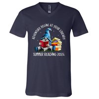 Adventure Begins At Your Library Summer Reading 2024 Gnome V-Neck T-Shirt