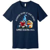 Adventure Begins At Your Library Summer Reading 2024 Gnome Premium T-Shirt