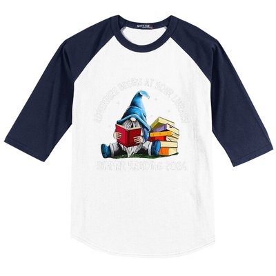 Adventure Begins At Your Library Summer Reading 2024 Gnome Baseball Sleeve Shirt