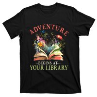 Adventure Begins At Your Library Summer Reading 2024 Flowers T-Shirt