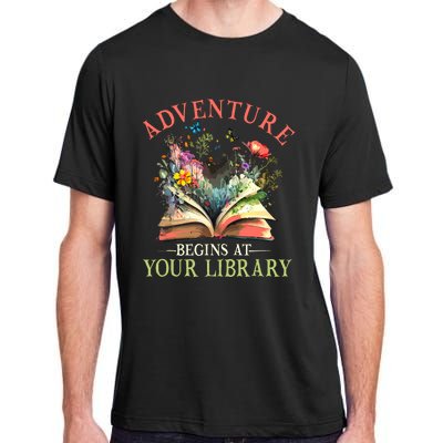 Adventure Begins At Your Library Summer Reading 2024 Flowers Adult ChromaSoft Performance T-Shirt