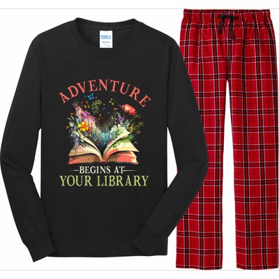 Adventure Begins At Your Library Summer Reading 2024 Flowers Long Sleeve Pajama Set