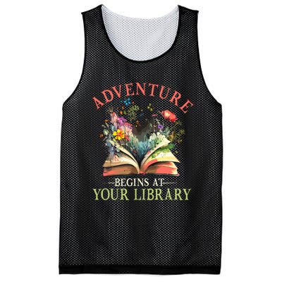 Adventure Begins At Your Library Summer Reading 2024 Flowers Mesh Reversible Basketball Jersey Tank