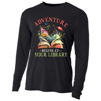 Adventure Begins At Your Library Summer Reading 2024 Flowers Cooling Performance Long Sleeve Crew