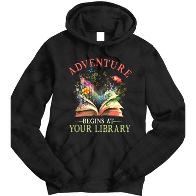 Adventure Begins At Your Library Summer Reading 2024 Flowers Tie Dye Hoodie