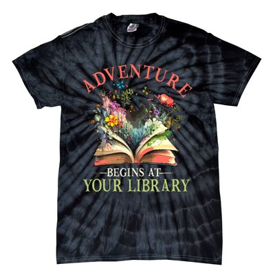 Adventure Begins At Your Library Summer Reading 2024 Flowers Tie-Dye T-Shirt