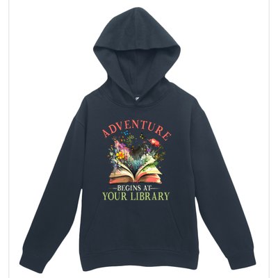 Adventure Begins At Your Library Summer Reading 2024 Flowers Urban Pullover Hoodie