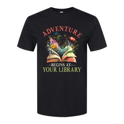 Adventure Begins At Your Library Summer Reading 2024 Flowers Softstyle® CVC T-Shirt