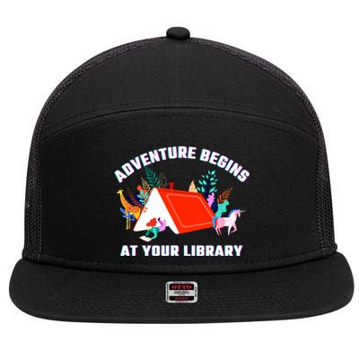 Adventure Begins At Your Library Summer Reading 2024 7 Panel Mesh Trucker Snapback Hat