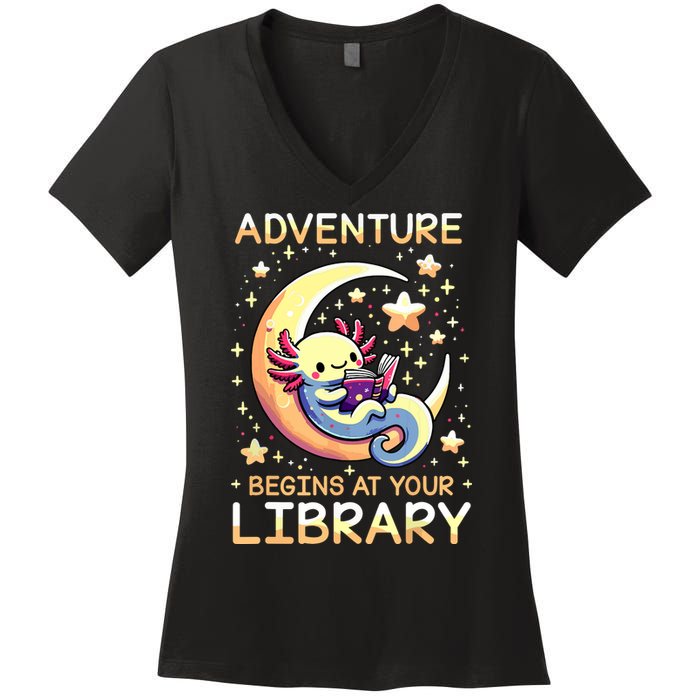 Adventure Begins At Your Library Summer Reading Program 2024 Women's V-Neck T-Shirt