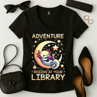 Adventure Begins At Your Library Summer Reading Program 2024 Women's V-Neck T-Shirt