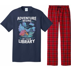 Adventure Begins At Your Library Book Lover Hiking Camping Pajama Set