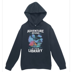 Adventure Begins At Your Library Book Lover Hiking Camping Urban Pullover Hoodie