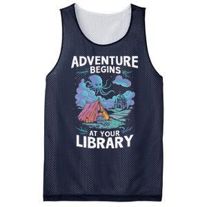 Adventure Begins At Your Library Book Lover Hiking Camping Mesh Reversible Basketball Jersey Tank