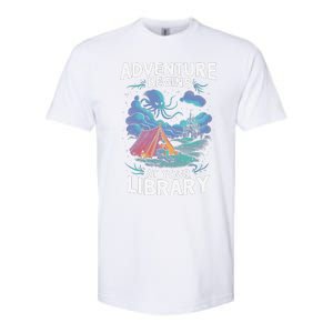 Adventure Begins At Your Library Book Lover Hiking Camping Softstyle CVC T-Shirt