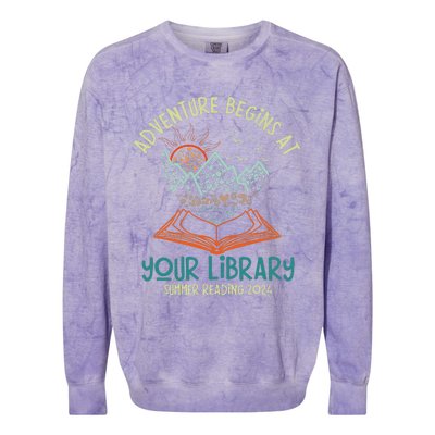 Adventure Begins At Your Library Summer Reading 2024 Colorblast Crewneck Sweatshirt