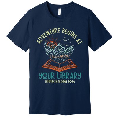 Adventure Begins At Your Library Summer Reading 2024 Premium T-Shirt