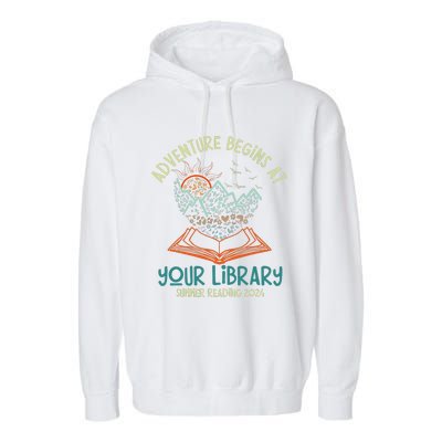 Adventure Begins At Your Library Summer Reading 2024 Garment-Dyed Fleece Hoodie