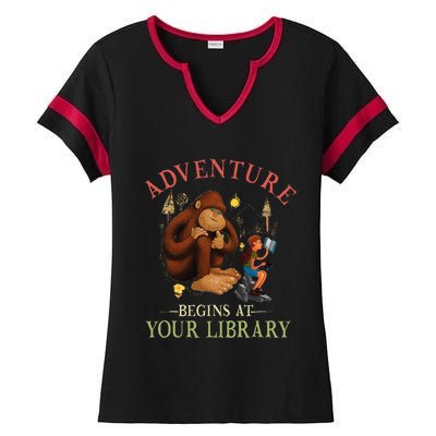 Adventure Begins At Your Library Summer Reading 2024 Ladies Halftime Notch Neck Tee