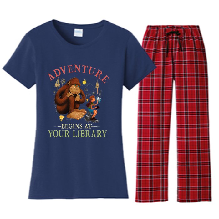 Adventure Begins At Your Library Summer Reading 2024 Women's Flannel Pajama Set