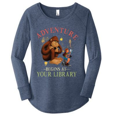 Adventure Begins At Your Library Summer Reading 2024 Women's Perfect Tri Tunic Long Sleeve Shirt