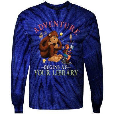 Adventure Begins At Your Library Summer Reading 2024 Tie-Dye Long Sleeve Shirt