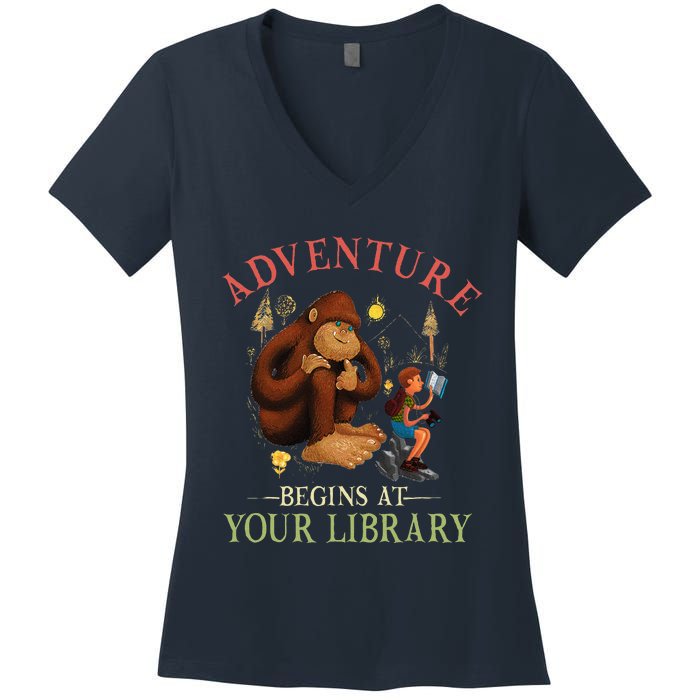 Adventure Begins At Your Library Summer Reading 2024 Women's V-Neck T-Shirt