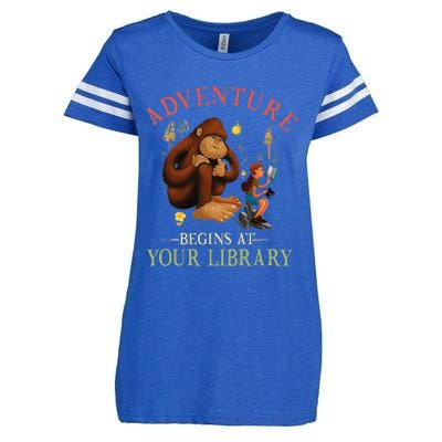 Adventure Begins At Your Library Summer Reading 2024 Enza Ladies Jersey Football T-Shirt