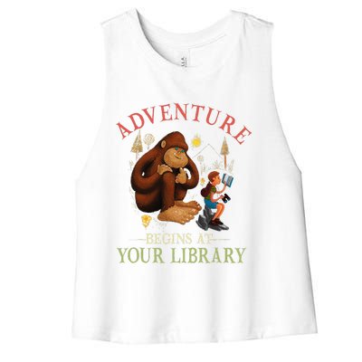 Adventure Begins At Your Library Summer Reading 2024 Women's Racerback Cropped Tank