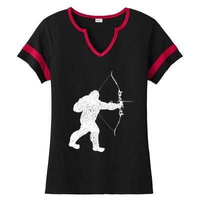 Archery Bowman Archer Bowhunter Arrow Bigfoot Legend Ladies Halftime Notch Neck Tee