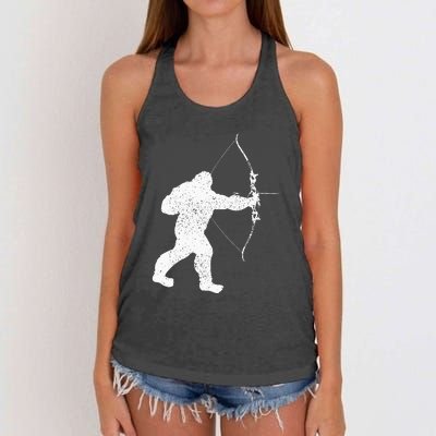 Archery Bowman Archer Bowhunter Arrow Bigfoot Legend Women's Knotted Racerback Tank