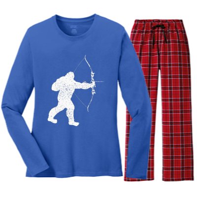 Archery Bowman Archer Bowhunter Arrow Bigfoot Legend Women's Long Sleeve Flannel Pajama Set 