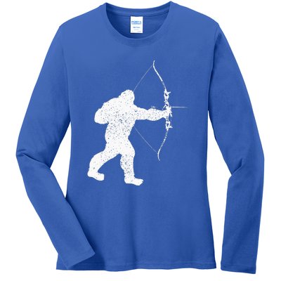 Archery Bowman Archer Bowhunter Arrow Bigfoot Legend Ladies Long Sleeve Shirt