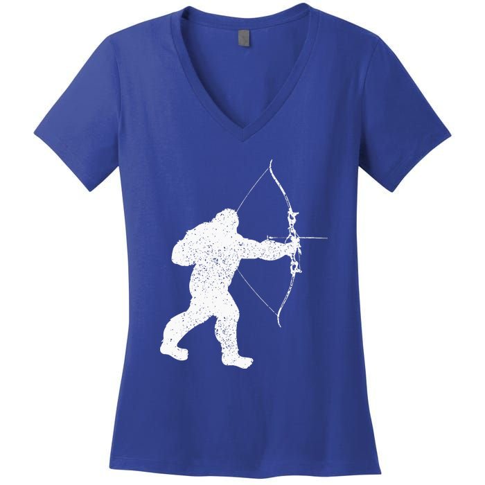 Archery Bowman Archer Bowhunter Arrow Bigfoot Legend Women's V-Neck T-Shirt