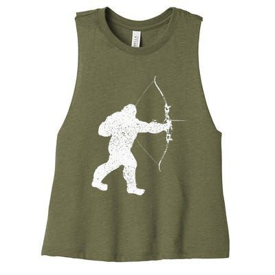 Archery Bowman Archer Bowhunter Arrow Bigfoot Legend Women's Racerback Cropped Tank